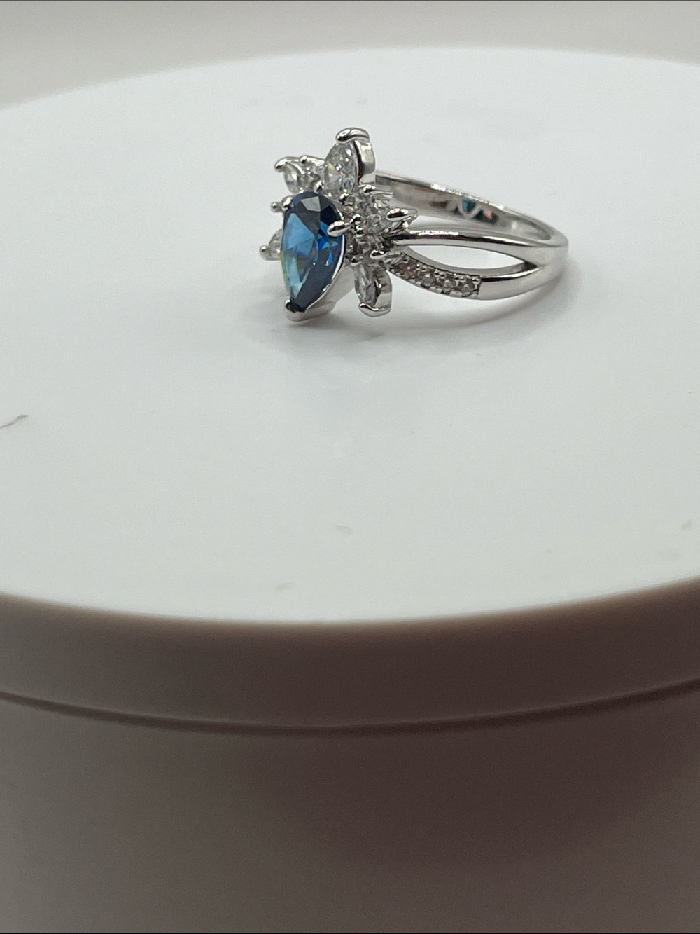Bomb Party Blue Teardrop Halo Ring  10
